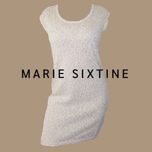 NWT MARIE SIXTINE Mini Dress Beige With Metallic Fibre Size Small